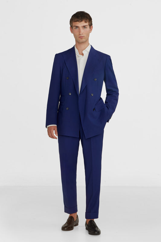 Decontructured light double - breasted suit super 120 wool